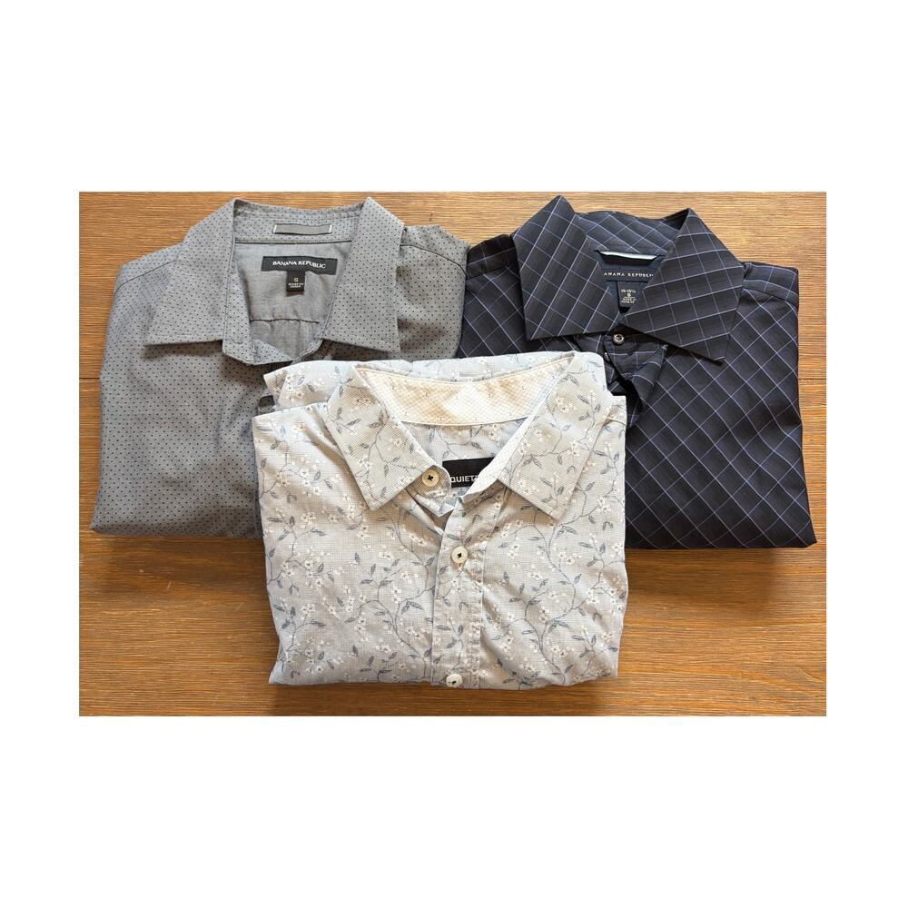 Men’s Button Down Shirt Lot Banana Republic Gray Dress Shirts Bundle Size small